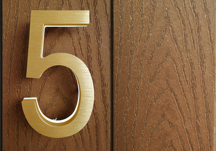 Modern Brass Led House Numbers 5" by Luxello LED Signage Modern Brass Led House Numbers 5" by Luxello LED Signage